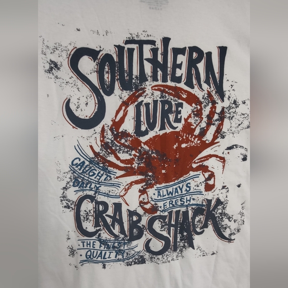 Southern‎ Lure Mens Size Large TShirt Crab Shack Graphic White - Picture 6 of 6
